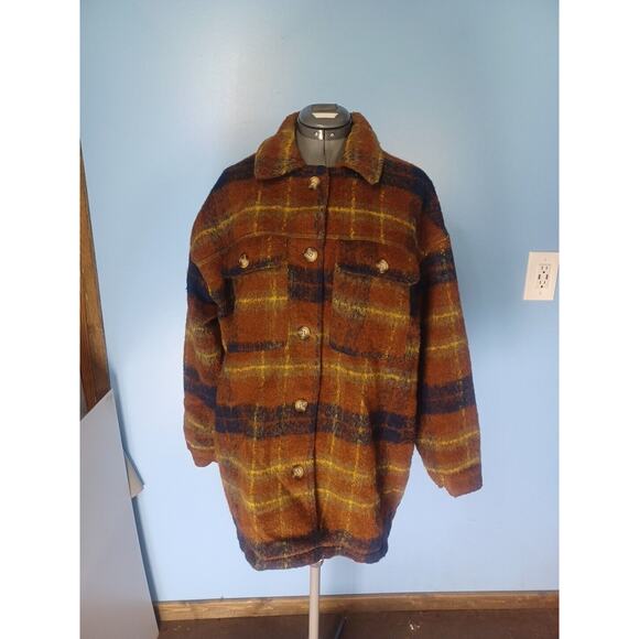 Universal Thread Jacket Women Retro Plaid Striped Size Large Funky Button Up - Picture 1 of 10